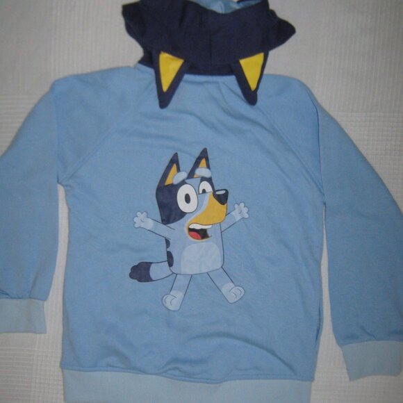 NWT Bluey LUDO BBC Studio Kids Zip Up Hoodie Ribbed Knit Hemline Cuffs Blue M(8) - Picture 4 of 8